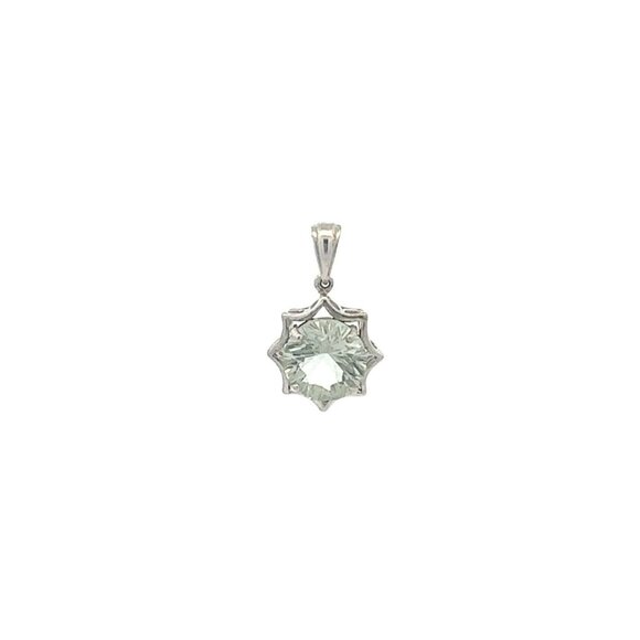 Designer Sterling Silver & Pale Green Quartz Star‎ Shaped Pendant! 23 - Picture 5 of 7